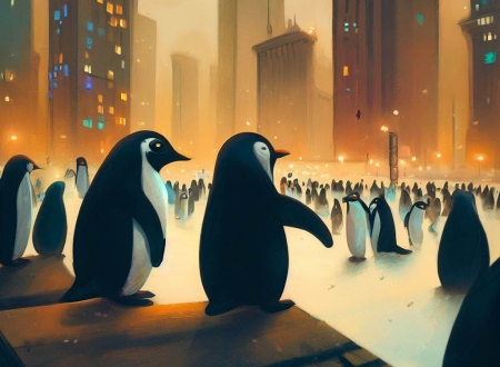 pinguinos en la ciudad